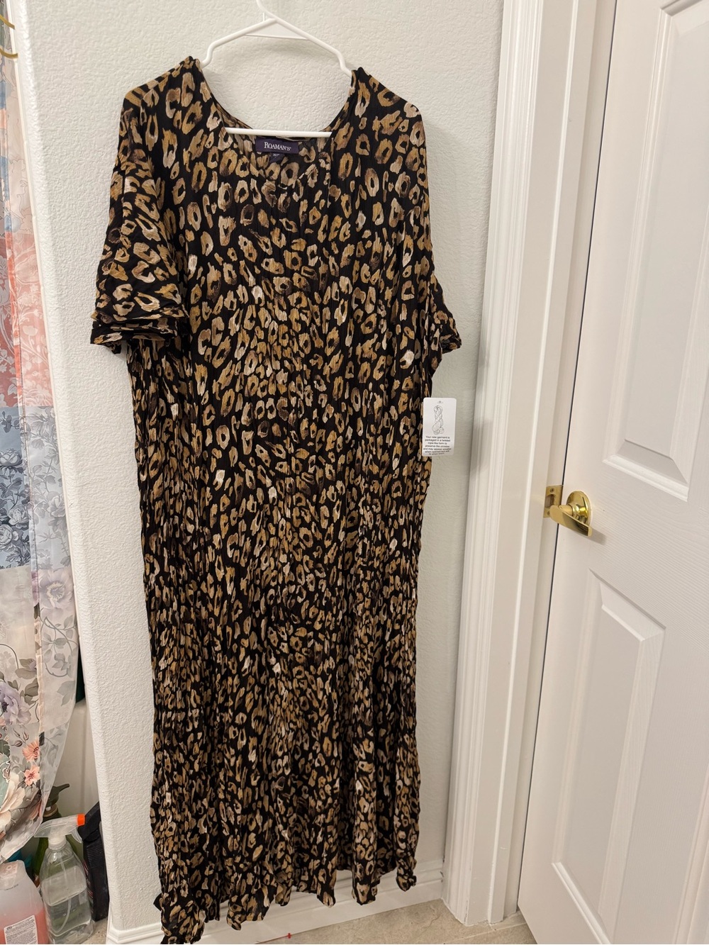 New Roaman's Black and Brown Leopard Print Maxi Dress 2X 26/28 Women’s